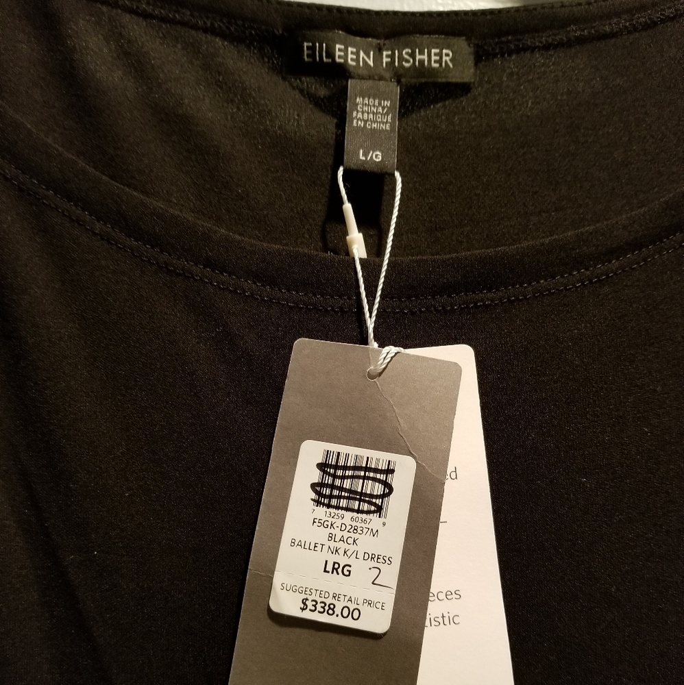 Eileen Fisher | Ballet Neck Silk Jersey Dress - Picture 5 of 5
